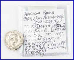 231 Ad Romain Ar Denier Pièce Argent AFX Severus Alexander Sol Rome Mint S-7913