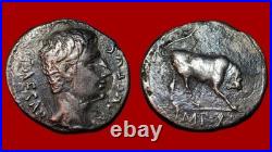 Ancient Coin Auguste Denier, Taureau, Lyon, TTB- 290DA1