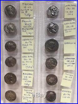 Collection de 18 deniers romains en argent monnaies impériales