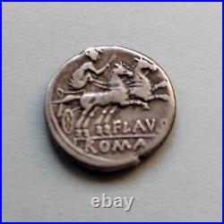 Decimius Flavus, Argent denier, 150 av. J. C, Rome