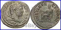 Denier 210-213 Romain Empire Caracalla, 196-217, Fauteuil, Sceptre #BB75