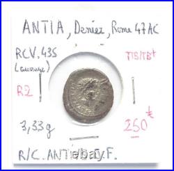 Denier Antia R/ C. ANTIVS. C. F. Rome 47 AC RCV. 435 état TTB/TB+ 3gr33 Denier Antia R/ C. ANTIVS. C. F. Rome 47 AC RCV. 435 état TTB/TB+ 3gr33