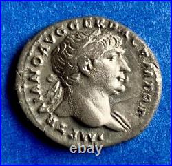 Denier Romain de TRAJAN 107AD Rome FORTUNA gouvernail TTB+ denarius silver Roman