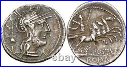 Denier de la république Romaine, Postumia, atelier Rome, 131 av. J. C argent TTB