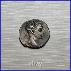 Denier romain Auguste incus erreur de frappe d'atelier 3,73 g