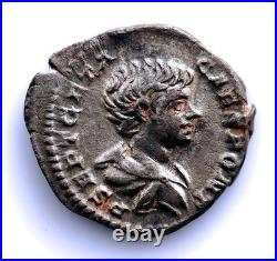 Empire romain-Geta. Denier. Castor Rome 200-202 après JC. Argent 2,3 G