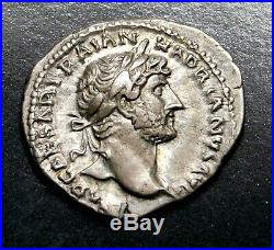 Hadrian. Superbe Denier D'Argent circa Ad 119-122. Ancien Romain Pièce Argent