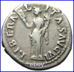 Hadrien (117-138 après JC) AR Denier, Libéralitas