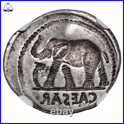 Jules César Denier éléphant Frappe Incuse NGC Strike 3/5 Surface 2/5