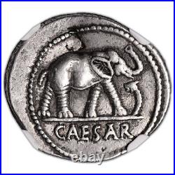 Jules César Denier éléphant Frappe Incuse NGC Strike 3/5 Surface 2/5
