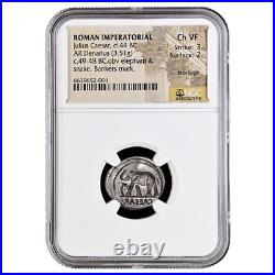 Jules César Denier éléphant Frappe Incuse NGC Strike 3/5 Surface 2/5