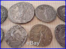 Lot de 12 monnaies d'argent (romains) différents 11deniers+1antoninien lourd