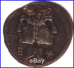 M6281 Rare Denier C. Fonteius 114/113 BC Silver Denarius laureate Janiform head