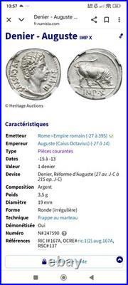 Monnaie Romaine Denier Augustus