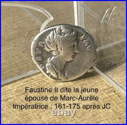 Monnaie Romaine-FAUSTINA II-161/175 ap JC-denier-revers AETERNITAS-argent