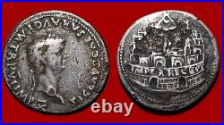 Monnaie romaine, Claude Denier Rome, Mur prétorien, TRES RARE R2 500DCL1