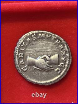 Monnaie romaine Denier argent Coin Pupien Mains Jointes 4,89 Gr 2,2 Cm