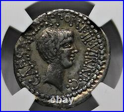 NGC VF 5/5-3/5 Marc Antony & Octavian Rare Denier D'Argent Général À Julius