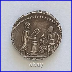 ROME REPUBLIQUE DENIER POMPONIA 97 BC R / POMPILIUS 3,90 gr ARGENT