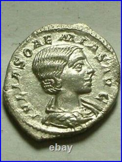 Rare Ancien Romain Pièce Argent Denier D'Argent Julia Soaemias Héliogabale Vénus