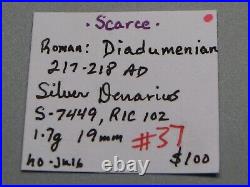 Rare Romain Diadumenian 217-18 Ad Argent Denier D'Argent S-7449 RIC102 1.7g