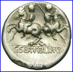 République romaine C. Servilius Mf AR Denier (136 av. J. C.), Gens Servilia