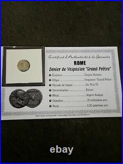 Romaine / Denier Argent Vespasien Grand Pretre / Rome / Certificat / Silver