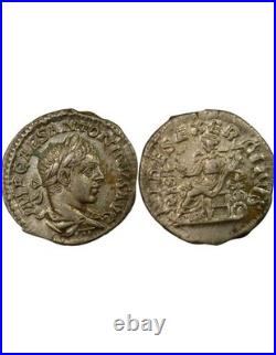 Rome Empire Elagabal Denier, Fides assise 219 Rome