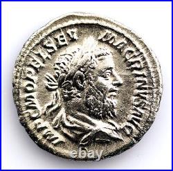 Rome Empire Macrino. Denier 217-218 D. C. EBC XF Argent 3,5 G. Rare