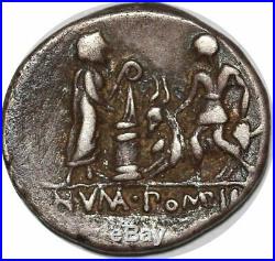S6290 Rare denier Pomponius Molo AR denarius Rome 97 BC PomponMolo Silver