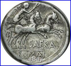 T9598 Denarius Safra 148 BC AR Denier Roma Silver Quadrige Argent -Faire offre