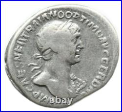 TRAJAN 97-117, denier Rome, 115-116. Buste avec l'égide