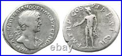 TRAJAN 97-117, denier Rome, 115-116. Buste avec l'égide