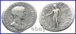 TRAJAN 97-117, denier Rome, 115-116. Buste avec l'égide