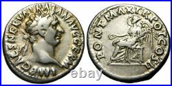 Trajan AR Denier (98 après JC), Victoire assise