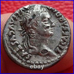 Tres beau Denier de Tibere, La Paix, monnaie romaine, roman coin Tiberius