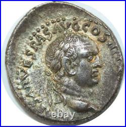 U6442 Roman Empire Scarce Denier Vespasien 71 Cos Avg Ephese EPE Silver AU