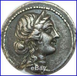 U6445 Rare Roman Empire Denier Julius Caesar -47 Venis Aeneas African mint
